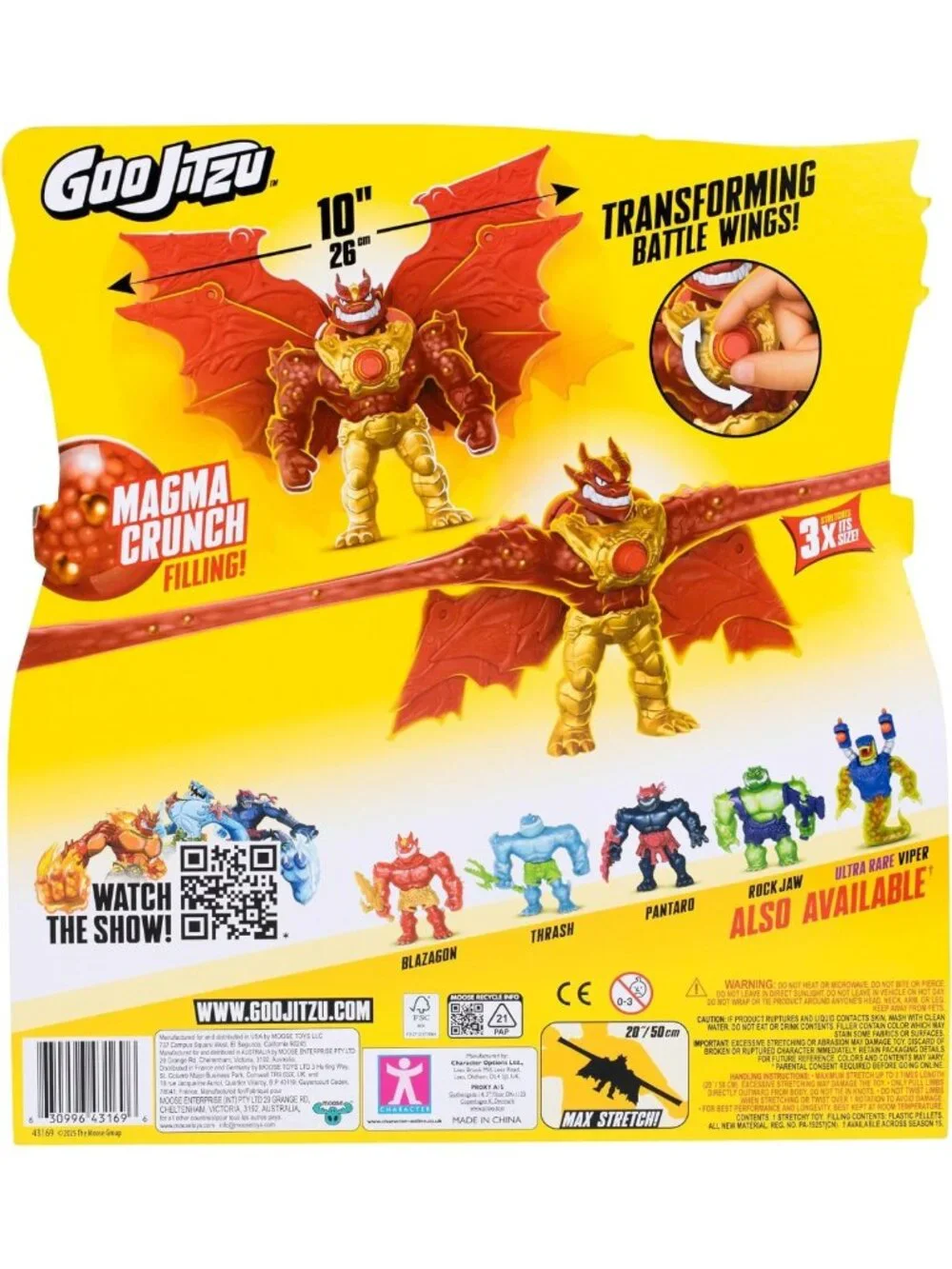 Power-Up Battlewing Blazagon Figure - 8.5in Goo Jit Zu Action Toy for Kids